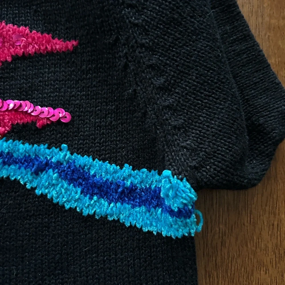 Victoria Harbor vintage aquatic, marine fish design, short sleeve sweater size M - Picture 11 of 11